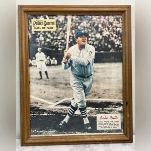 Police Gazette Original Vintage Poster Babe Ruth Boston Red Sox Baseball Framed